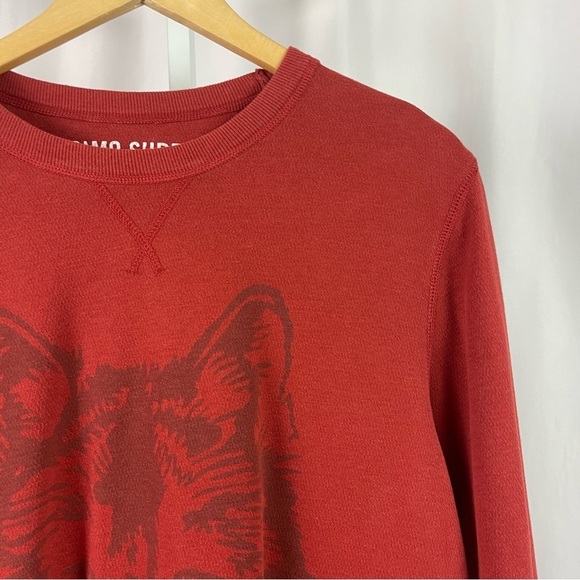 Mossimo Large Henley Wolf Graphic Thermal Long Sleeve Shirt Rust Burnt Orange - Picture 6 of 6